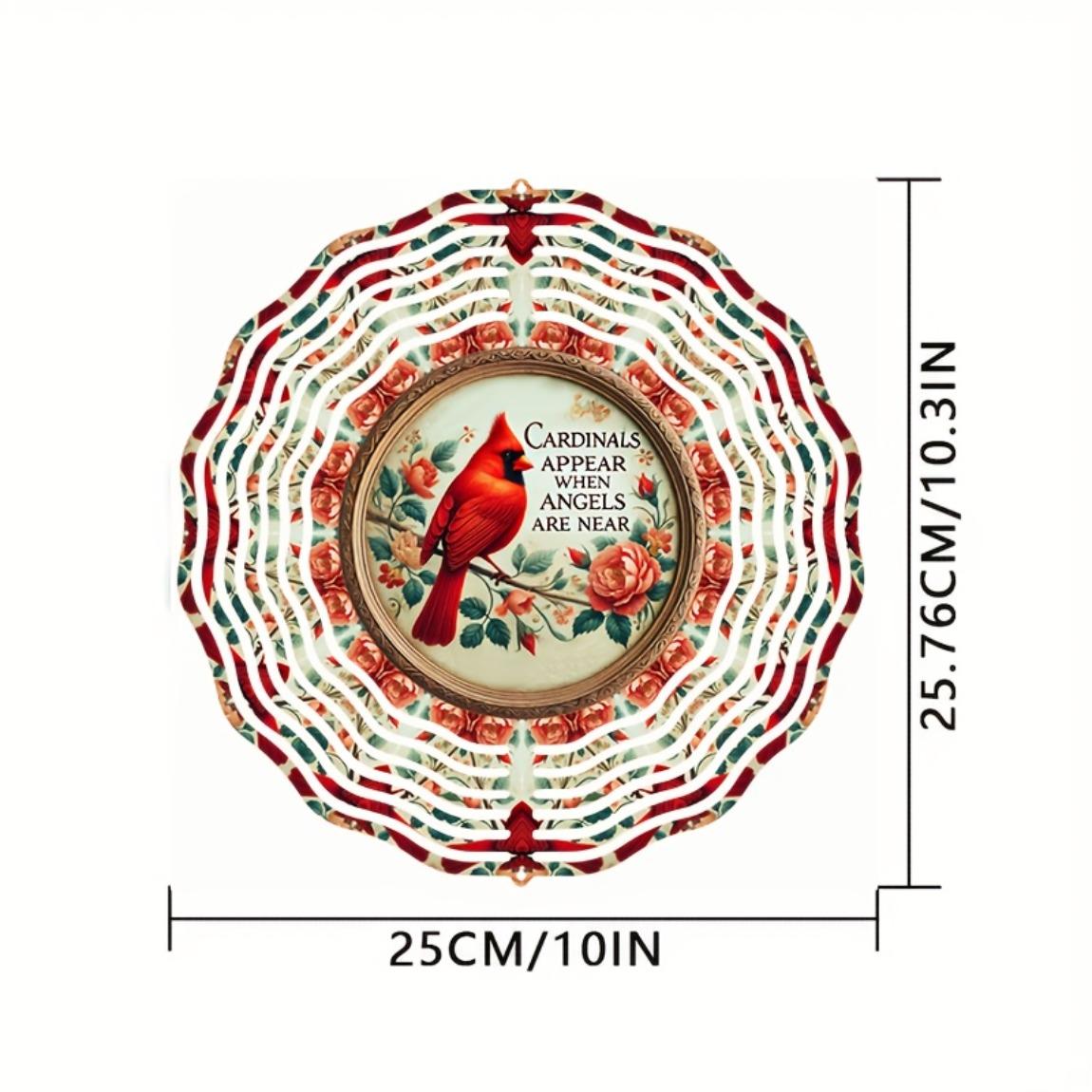 

10-дюймовый флюгер «Кардиналы», 3D кинетический металлический подвесной декор с крючком, вращающимся на 360 градусов, для сада, двора, улицы, помещения, подарок для женщин, мужчин 01A