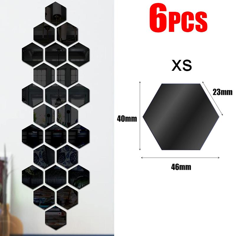 3D Hexagon Mirror Wall Stickers DIY Wall Mirrors Sticker Removable Self Adhesive Aesthetic Mosaic Tiles Decals Home Decoration