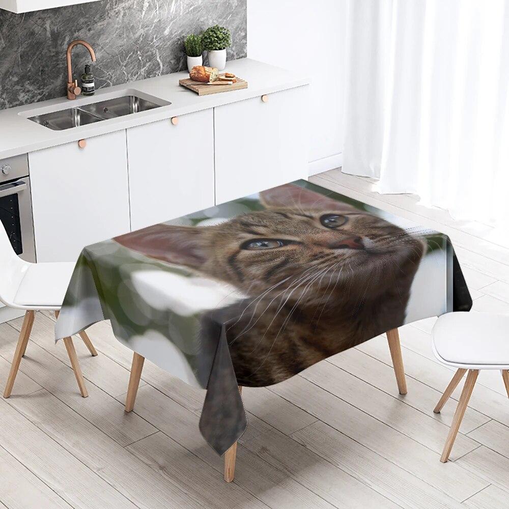 Cute Cat Tablecloth Party Restaurant Table Decoration Waterproof Rectangular  Kawaii New Home Kitchen