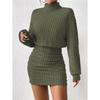 2025 Bodycon Long Sleeve Turtleneck Ribbed Knit Dress - Spring/Autumn/Winter Collection