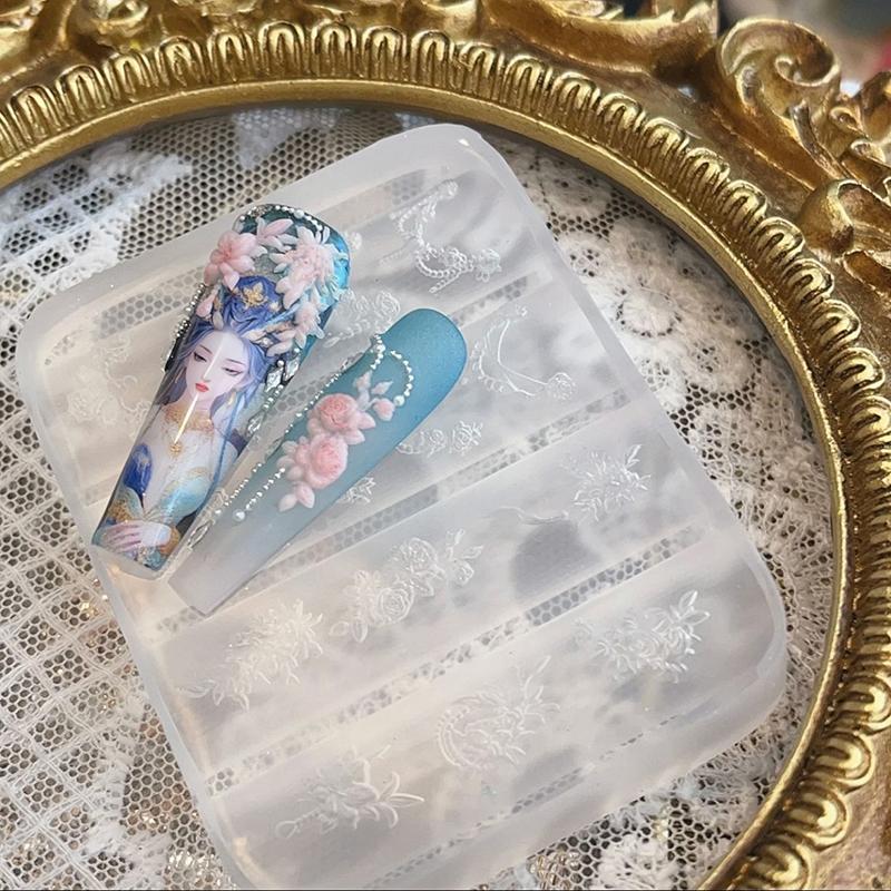 Clear Silicone Nail Flower Chains Carving Bow Mold Nail Decorations Nails Diy Design Stereoscopic Stamping Plate Manicure Tools