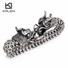Chinese Dragon Head Charm Bracelets for Men Gold Color 316 Stainless Steel Jewelry High Polished  Curb Chain Bracelet