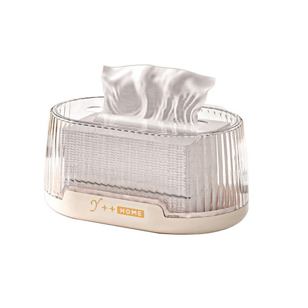 Plastic Tissue Box Built-in Spring Automatic Lifting Napkin Dispenser Box Visible Large Capacity Paper Box Container Living Room