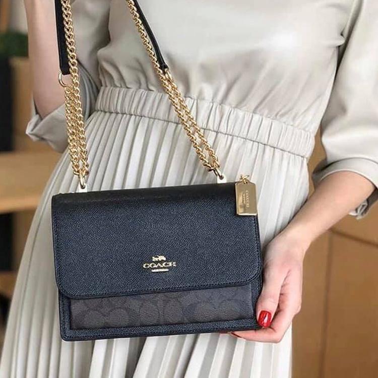 Coach Borsa a Spalla Klare 21 con Catena Borsa a Fisarmonica in Pelle Borsa a Spalla da Donna Nero 91019-IMAA8