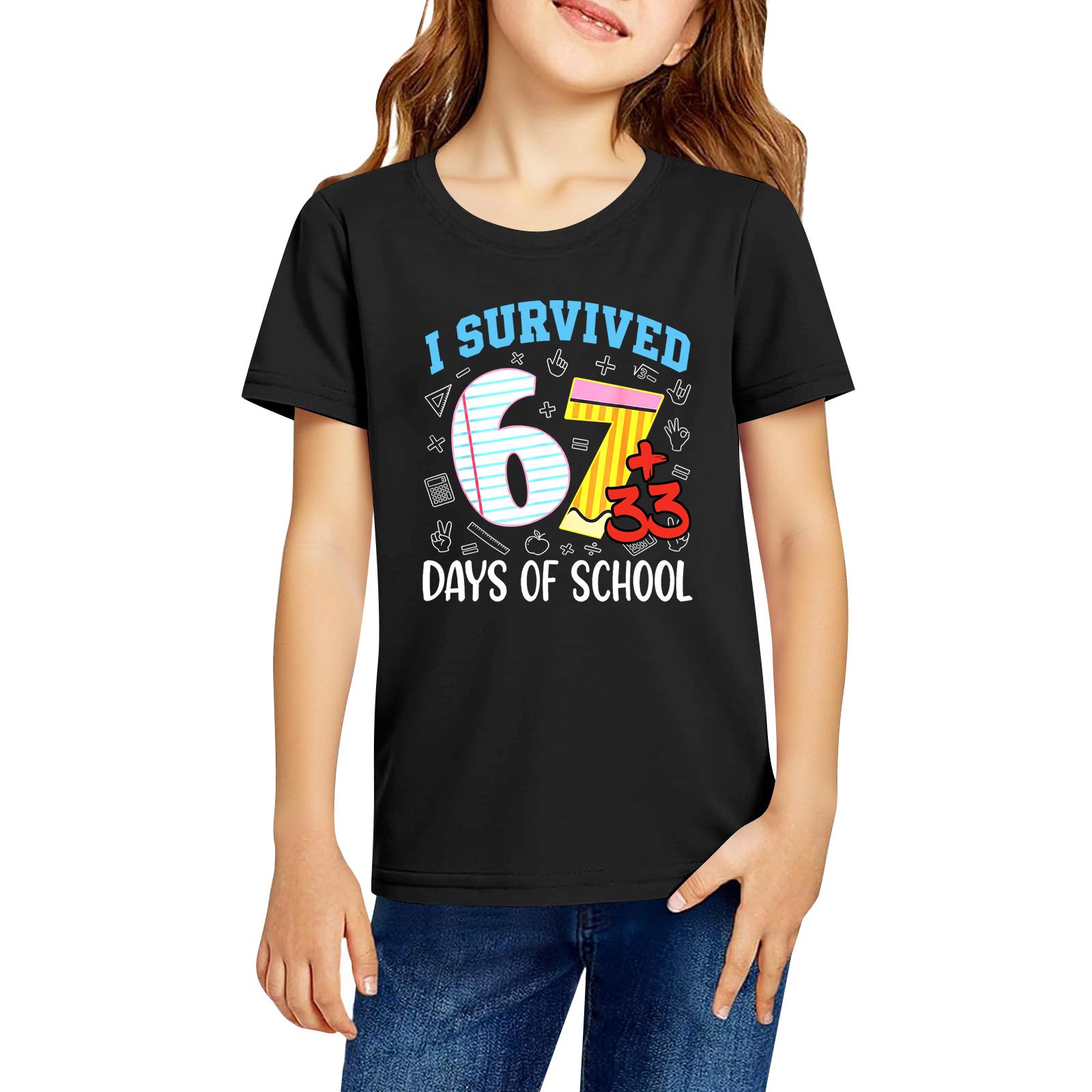 

Модная рабочая одежда с короткими рукавами и круглым вырезом, топы с принтом для детских летних топов 100