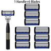 Washable Metal Ordinary Beard and Beard, 6-layer Manual Men's Razor, Metal Razor Holder Razor, Stainless Steel Blade Hand Guard