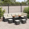 Set of 10 Pieces of Garden Sofas with Cushions Black Rattan Acacia 3364240