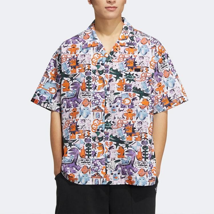 Adidas Originals Kt Co Allover Print Short Sleeve Casual Shirt Men Tops HR6458