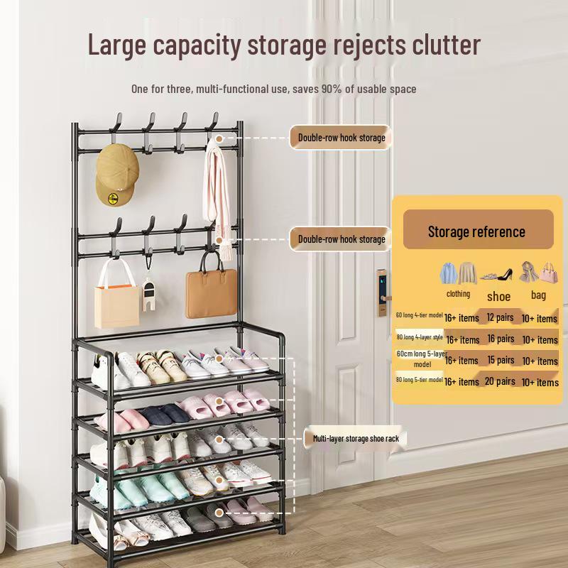 Multi-Layer Floor-Standing Shoe and Clothing Rack: Entryway Organizer