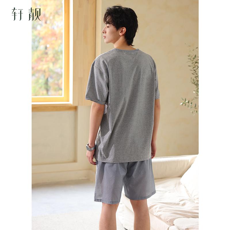 Xuan Liang Men's Sleepwear Summer Thin Style Cool Feeling Pure Cotton Short sleeved Shorts Casual Large Size Outerwear Home Clothing Set