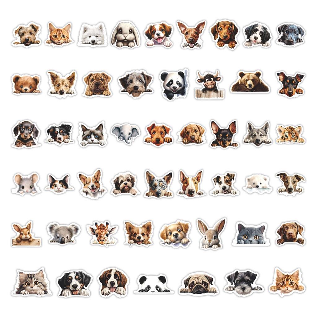 50PCS Cute Animal Cat Cartoon Stickers - Waterproof Decorative for DIY Notebooks & Luggage