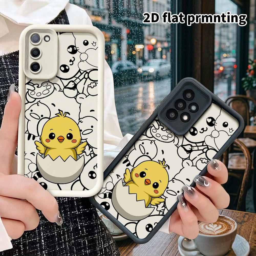 Phone Case: 2D flat, suitable for Samsung Galaxy A34 A35 M05 M06 S20 S22 S21 FE Plus 5G protective cases, cracked little yellow chick, perfect holiday