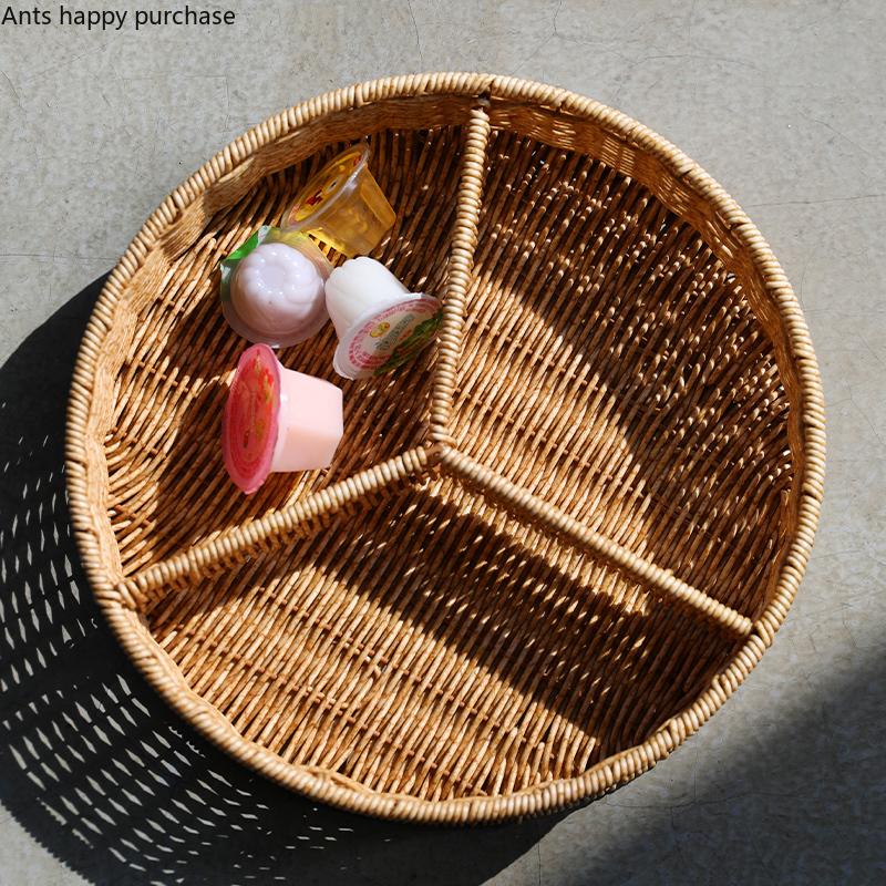 Imitation Rattan Storage Basket Fruit Basket Snack Tray Refreshment Tray Candy Box Dried Fruit Plate Fruit Plate Storage Box
