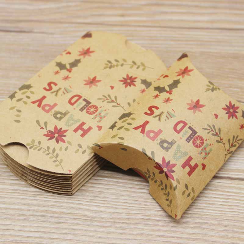 10pc9x7x2.5cm kraft Paper Box Pillow Shape Candy Box Wedding Favor Gift Boxes For Home Baby Shower Kids Birthday Party Supplies