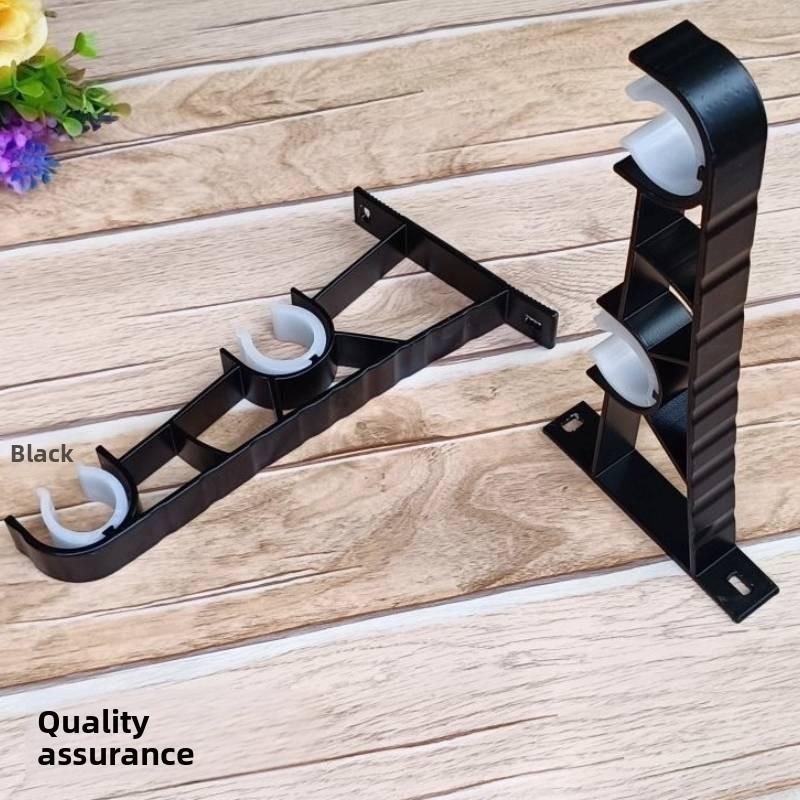 Aluminum Alloy Curtain Rod Bracket With White Double Rod Holders For Home Decor