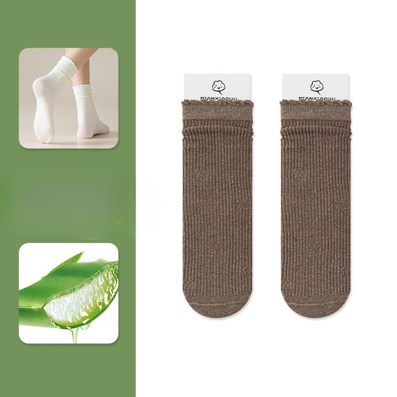 

Носки из чистого хлопка с микродавлением, против пиллинга, антибактериальные и питающие кожу, бесшовные, махровые и с бантом 1 pair темно-коричневого