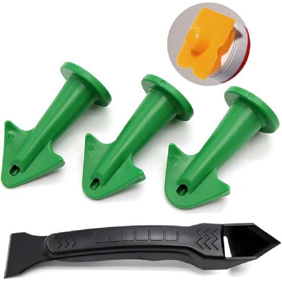 Caulking Tool Kit with Plastic Shovel Scraper 3 Different Size Nozzles for Kitchen Bathroom Floor Sealant Caulk Window Sink Joint