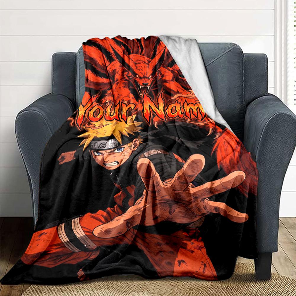 Naruto Charakter Personalisierte Namensdecke Kuscheldecke Personalisierte Decke Warme Dekoration für Büro Wohnzimmer Meeresblick Wohnzimmer für Alle Anlässe