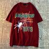 Knitted Love American Retro Spider Print Short Sleeve T-shirt Men Women Trendy Cotton Loose Versatile Couple Tops T Shirt