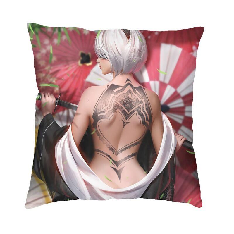 Fashion Anime Cartoon Game Nier Automata Square Throw Pillow Cover Decoration Printing Sexy Girl Yorha Cushion Cover For Car