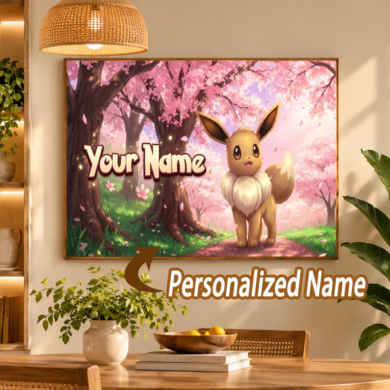 Eevee Custom Name Diamond Painting Personalized 5D Full Drill DIY Diamond Art Home Decor
