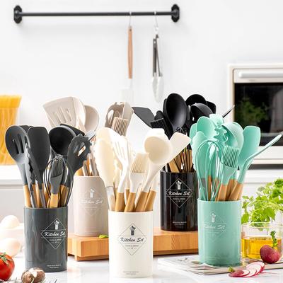 Küche PP Griff Silikon Kochgeschirr Set 12Pcs Silikon Küche Utensil Set Küche Gadgets Küche Werkzeuge Mit Lagerung Eimer