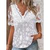 BITCED Women's Fashion Casual Solid Color Print V-Neck Short Sleeve Blouses & Shirts