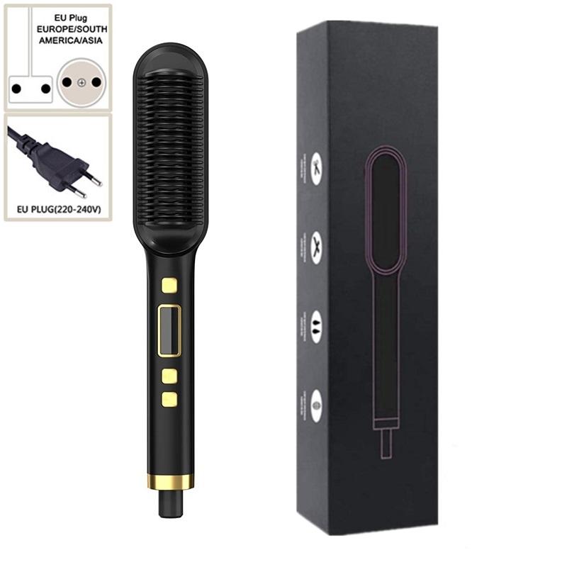 

2 в 1 выпрямитель для волос щетка разглаживающий утюжок ЖК-дисплей отрицательные ионы быстрый нагрев против ожогов выпрямление волос и завивка расческа