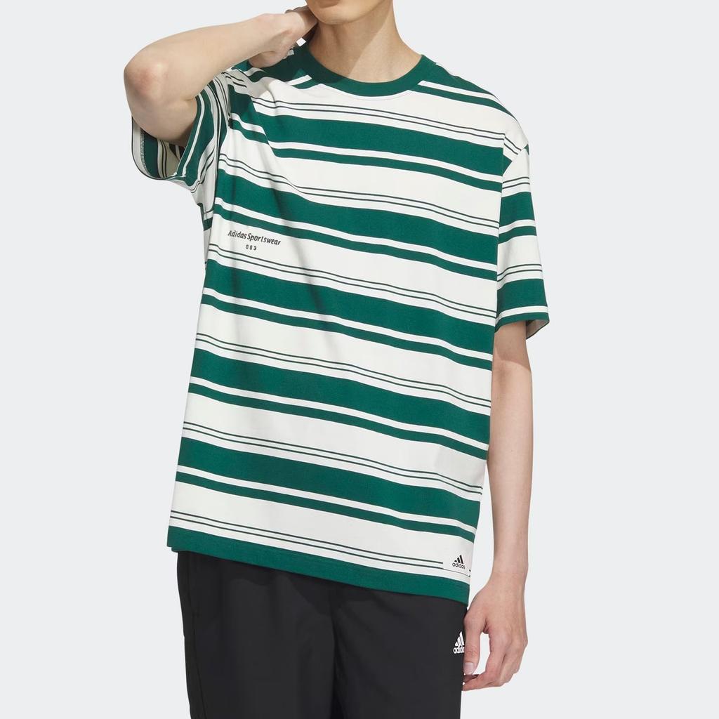 Adidas Light Sports Color-Block Casual Crew Neck Short Sleeve T-Shirt Men Tops Forest-Green IS4958