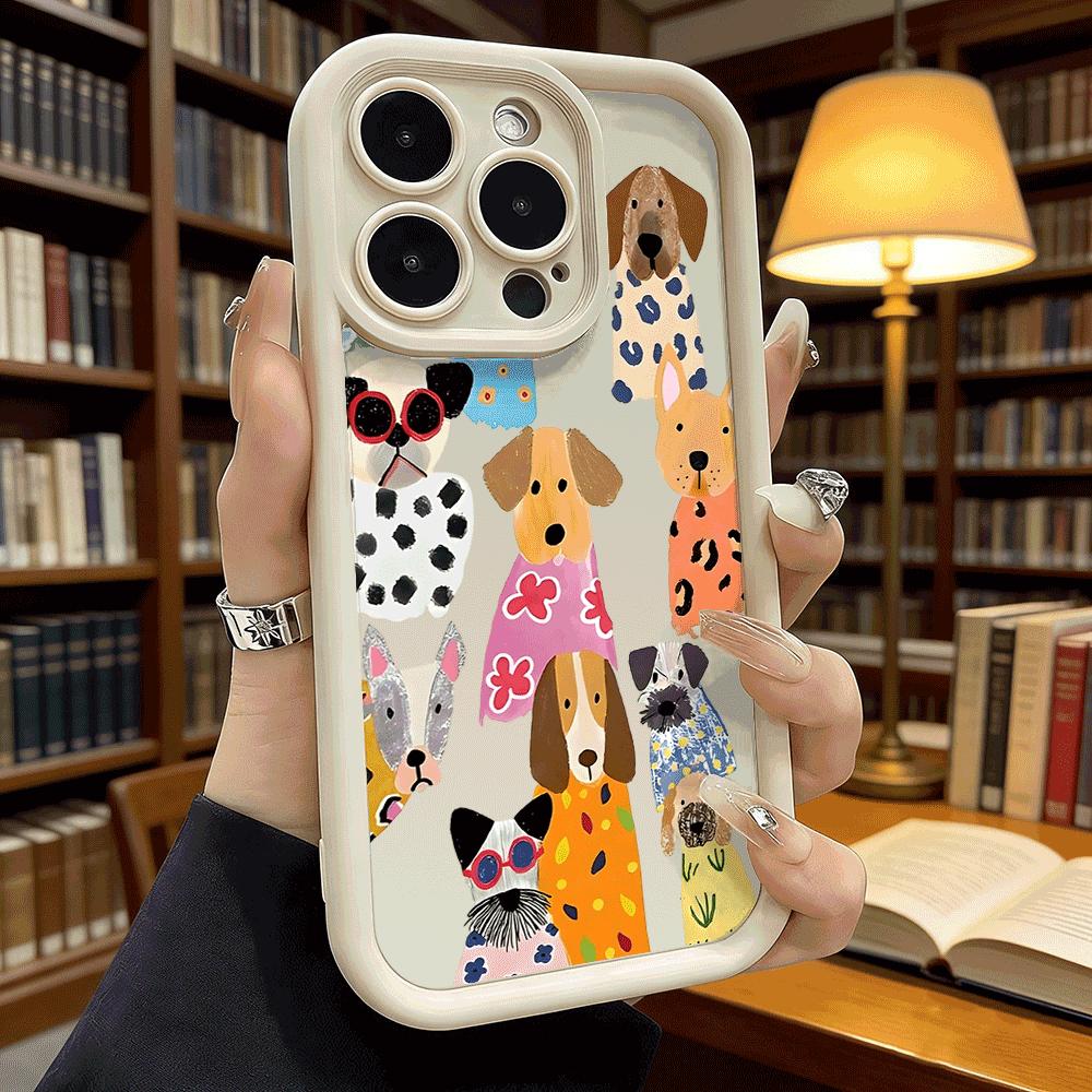 Cute Cartoon Dogs in Clothes Luxury Anti-Slip TPU Phone Case For Xiaomi Redmi Note 15 14 13 12 11 10 9 Pro Full Protective Cover