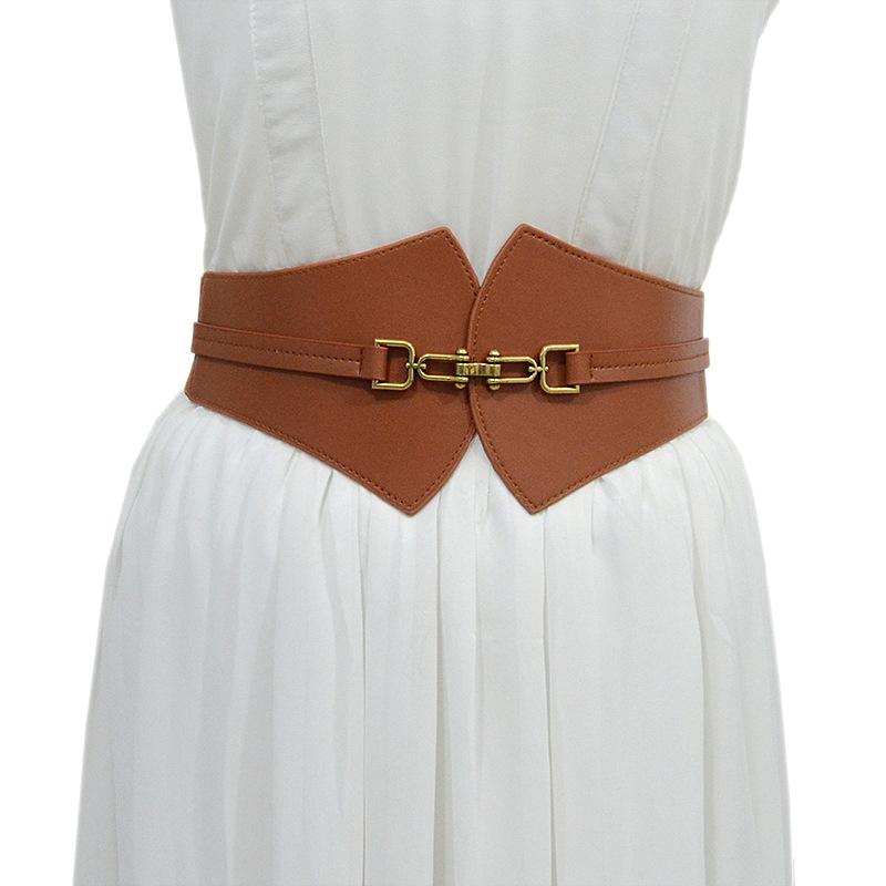 Vintage Pin Buckle Wide Leather Belt Elastic Corset Ladies Dress Suit Waist Belt For Women Waistband Gift