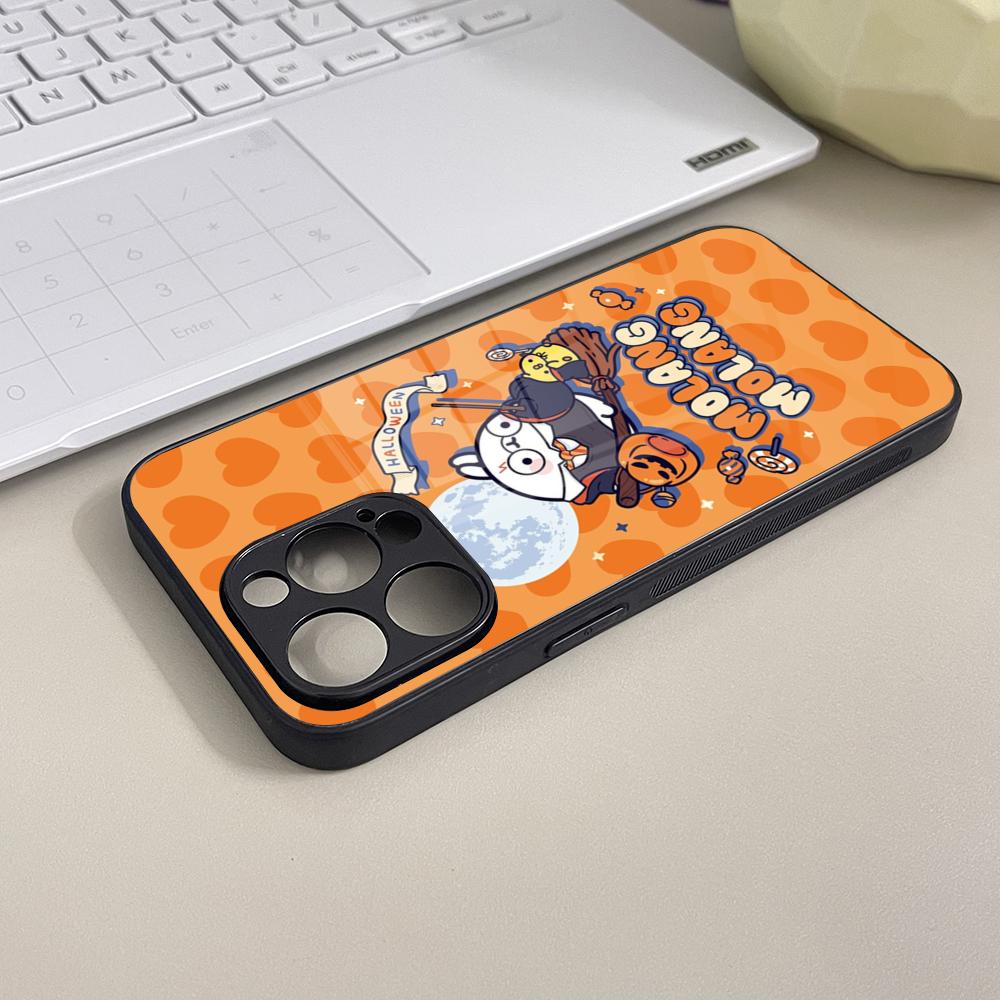 

Милый чехол для телефона Molang Закаленное стекло Для IPhone 16 13 14 17 12 15 11 Pro Max Plus Mini XR SE2020 Coque iPhone 16 Pro Max