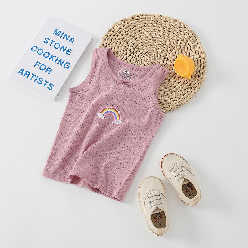 Boys pure cotton vest summer children's mesh hurdle girl baby sling little boy summer middle and older children's vest
