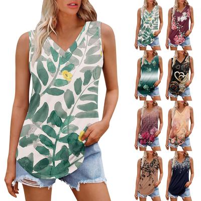 Women's Girl V Neck Tank Top Printing Casual  Top Tank Tops For Women Loose Fit Sleeveless Tops Flowy
