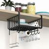 Under Shelf Wire Basket Iron Black Multifunctional Space Saving Under Cabinet Hanging Basket Organizer