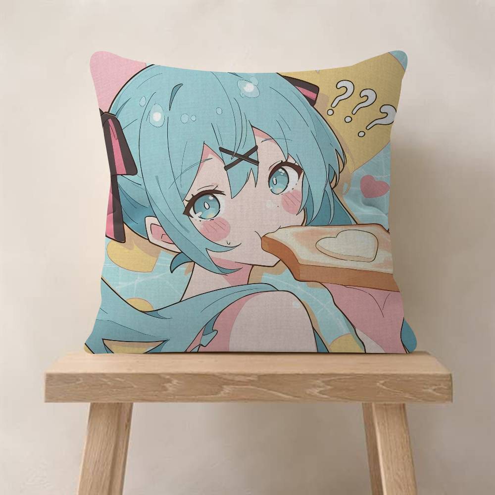 Music H-Hatsune Girl M-Mikues Cushion Cover Car Throw Pillow Case For Sofa Car Christmas Gift