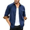 Autumn Long-sleeved Plain Collar Daily Vacation Solid Color Men's Shirt