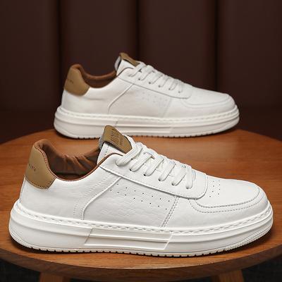 Uomo Le nuove scarpe casual bianche traspiranti con suola spessa, scarpe da ginnastica casual, movimento all'aperto, scarpe casual bianche, scarpe da corsa