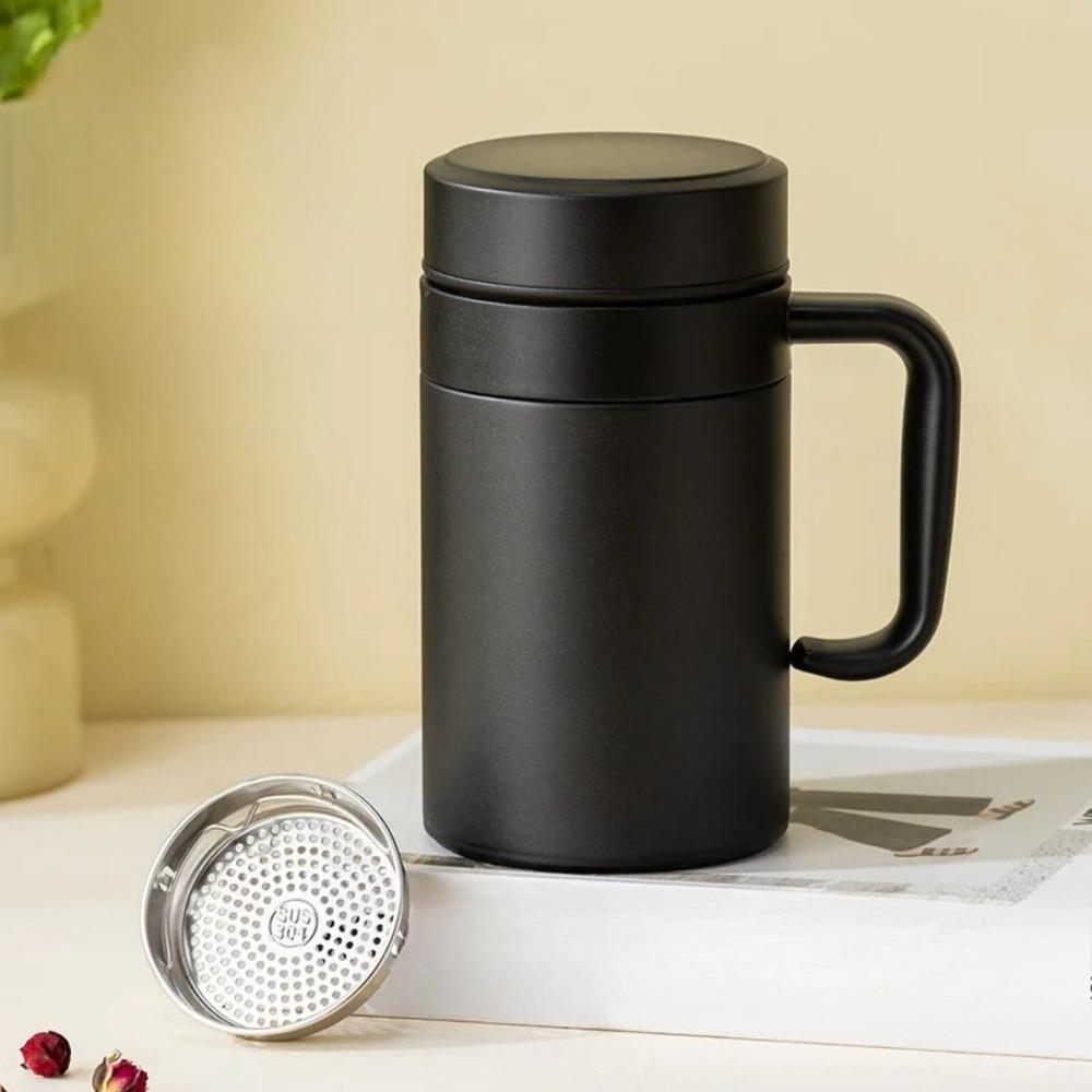 Classic Stainless Steel Thermos Cup Tea Water Separation Cup Home Portable With Handle Seal Against Leakage Vacuum Bottle
