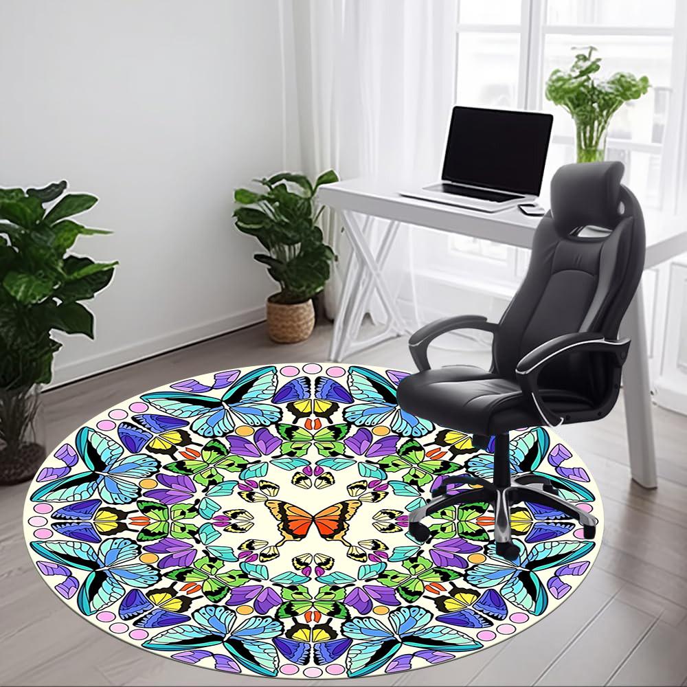 1pc Butterfly Mandala Chair Carpet for Office, , Non-slip carpet, Very suitable for offices, farmhouses,Outdoor carpet yy251120034