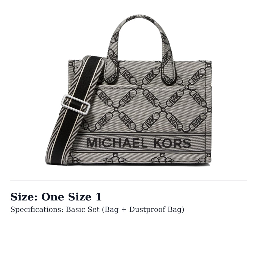 MICHAEL KORS Gigi Diamond Jacquard Tote Bag, Shopping Bag, Handbag Small Women's Gray & Black 30S3S3GM5J-006