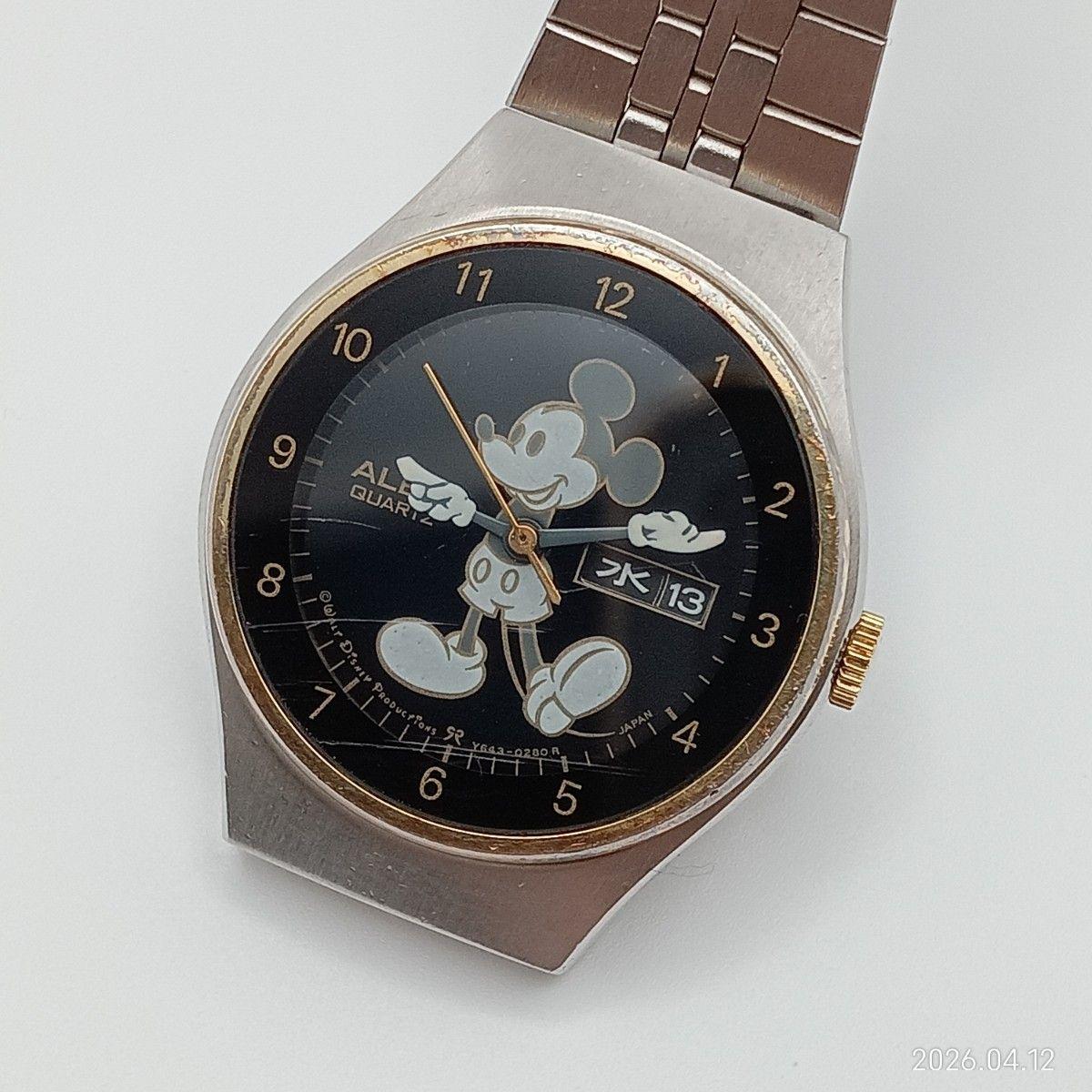 [Battery replaced] SEIKO ALBA Y643-0230 Mickey Mouse wristwatch Seiko Alba working item