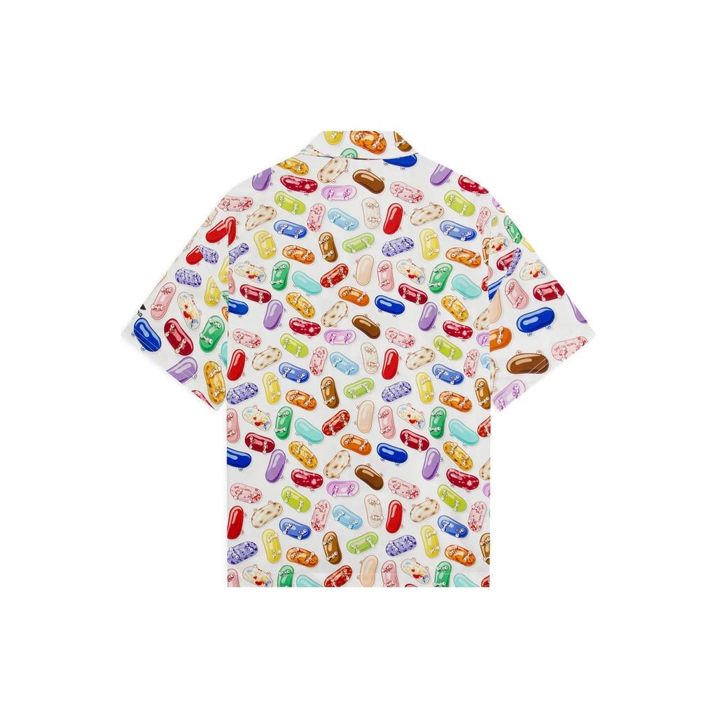 Li-Ning X Phil Hackett Artist Collaboration Series Geometric Cartoon Print Short-Sleeve Button-Up Shirt Men Tops Multicolor ASHS461-1