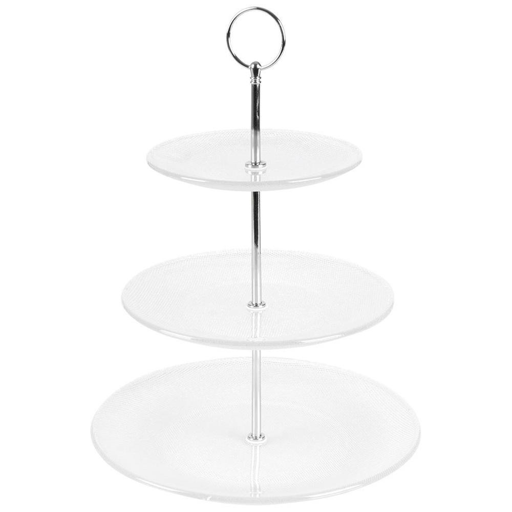 Patera 3-piętrowa Poziomowa Szklana Na Ciasto Ciastka Owoce Przekąski