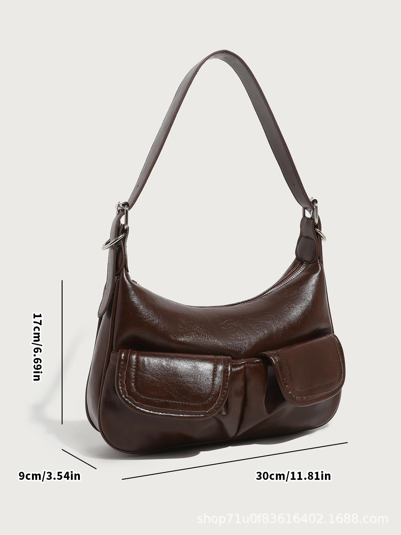 

Винтажная сумка с двумя карманами под мышкой, женская сумка Niche Design Sense Y2K Commuter Bag через плечо темно-коричневого