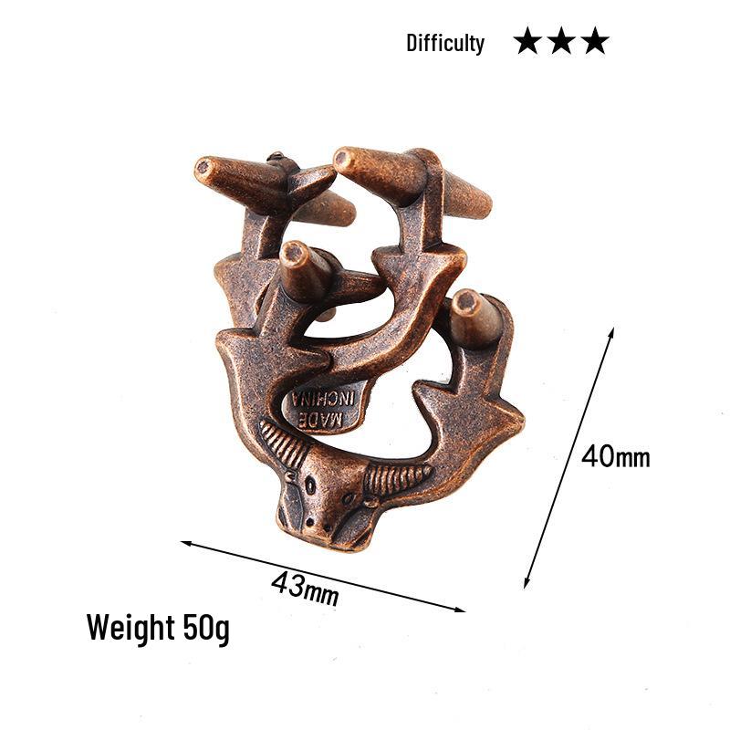 Intelligence Puzzle Zinc Alloy Disentanglement Rings - Unlock Nine Linked Rings Kongming Luban Lock Educational Toy