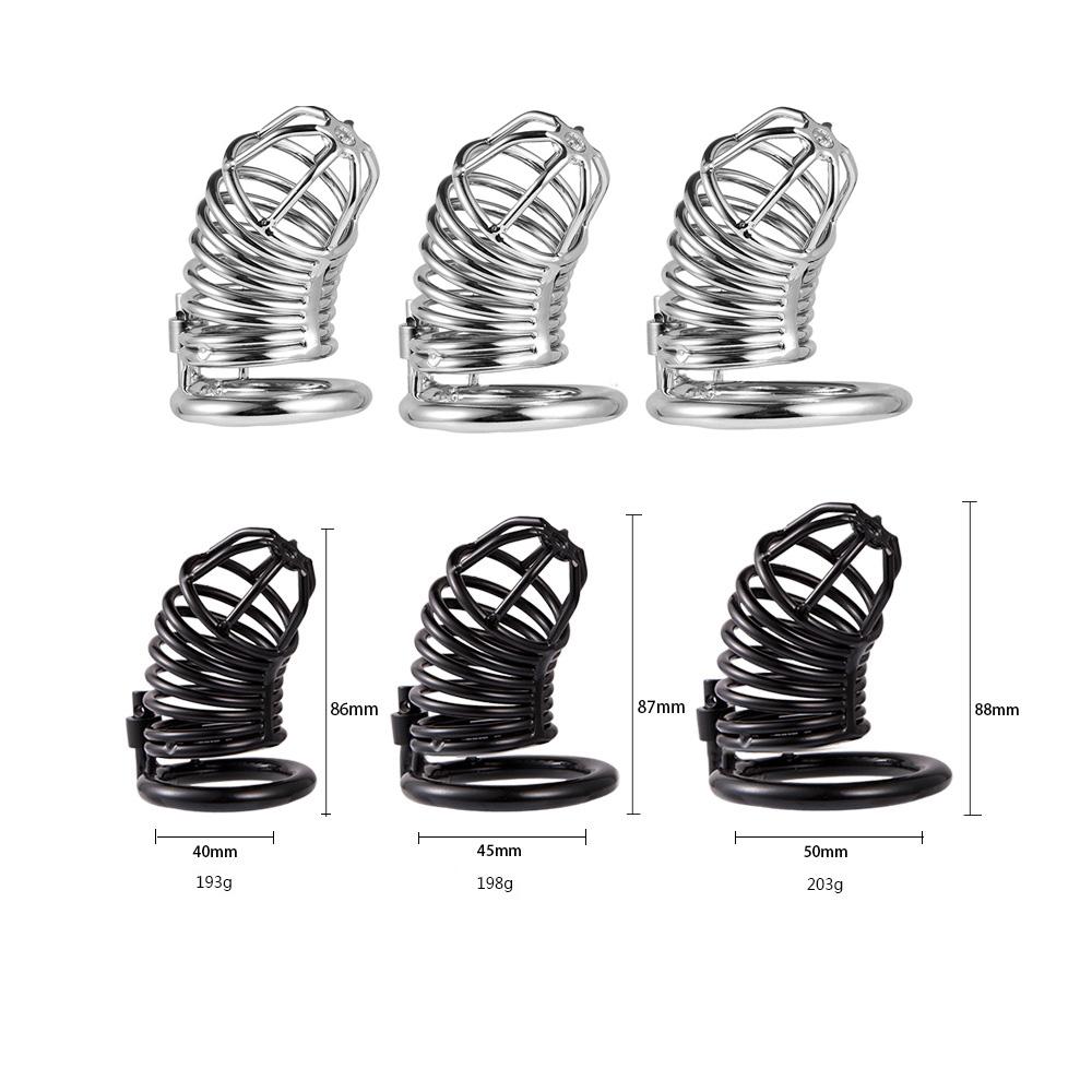 Male Steel Black Chastity Device Belt Bird Metal Cage Cock Lock Restraint Ring Sex Toy For Men