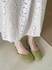 Gentle fairy wind ballet shoes 2025 spring French sweet suede round head shallow mouth soft sole grandma shoes ladyshoes