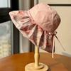 Summer Travel Big Brimmed Fisherman Hat, Women's Printed Bow Sun Hat Face Covering Beach Hat Sun Hat UV Protection