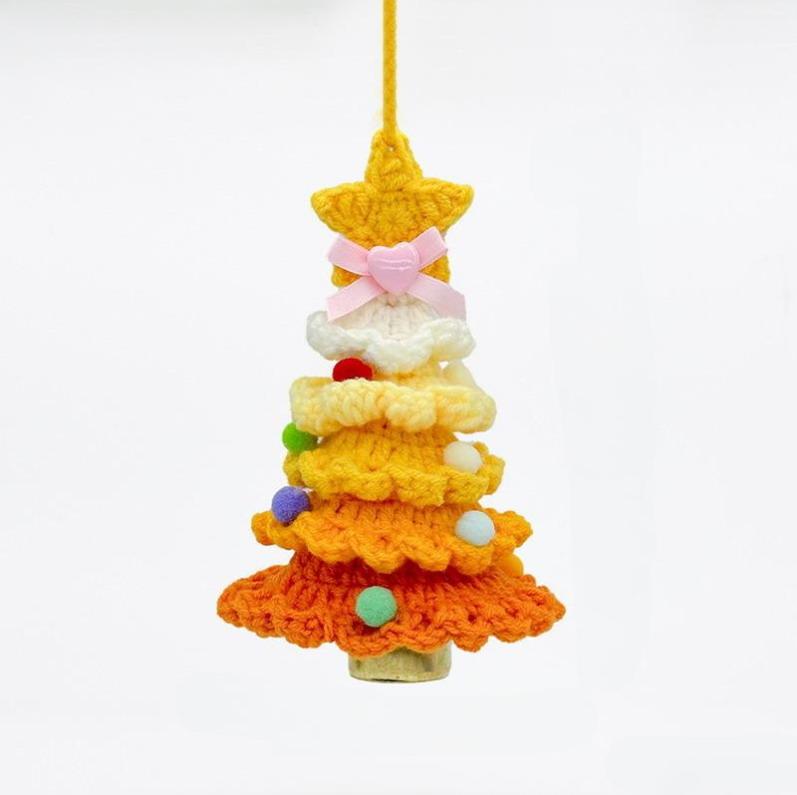 Christmas Ornaments Christmas Tree With Bells Hand-Knitted Christmas Tree Ornaments For Christmas Party Decoration Gifts